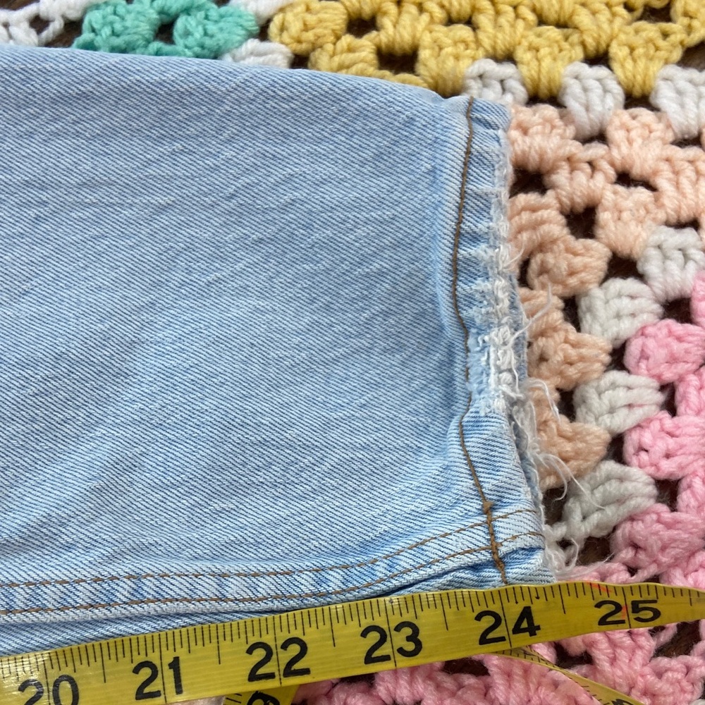 Abercrombie Fitch tapered High Rise Distressed Light Blue Women Jeans curve Love - Picture 14 of 16